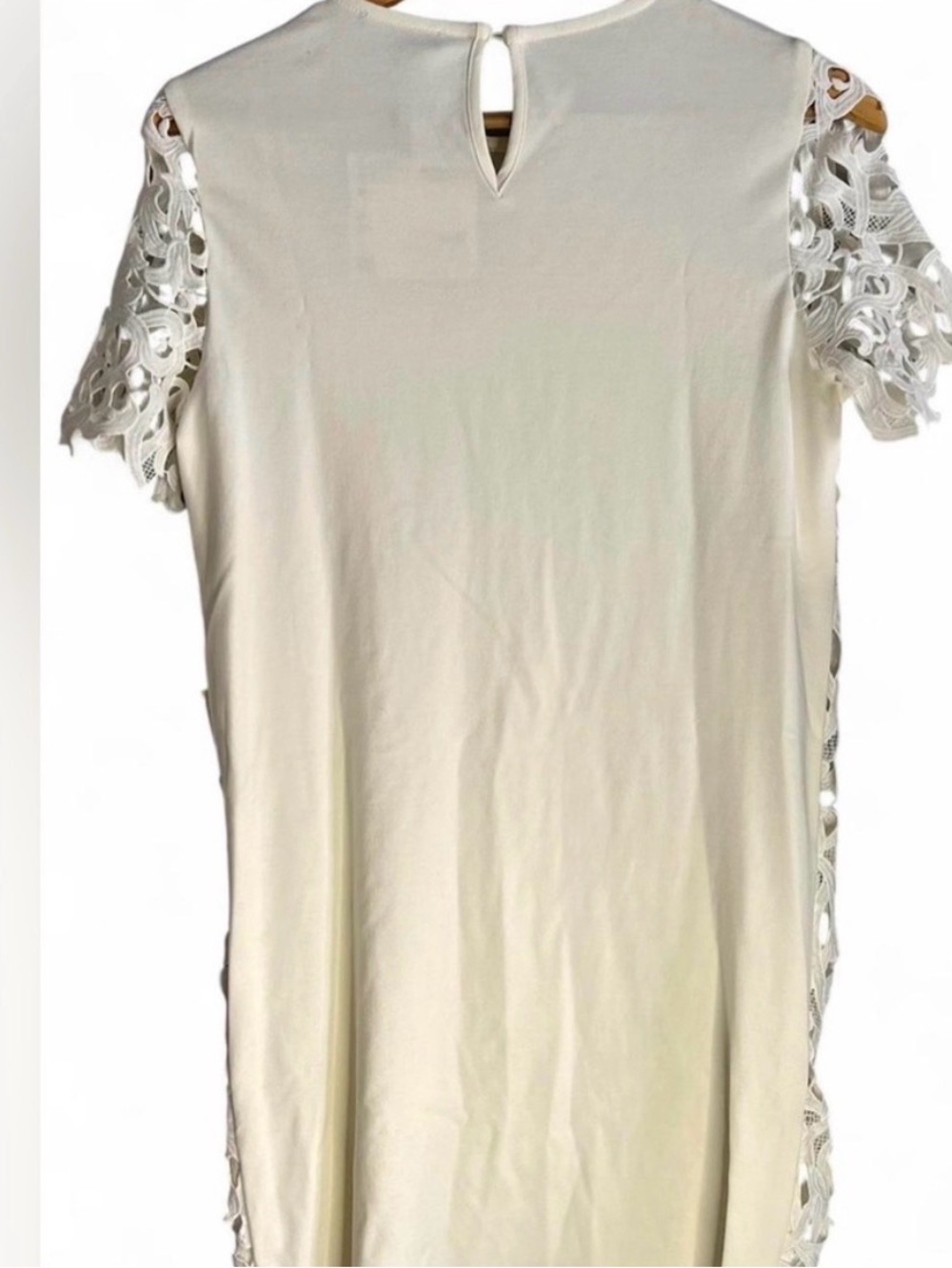 Zara White Lace Cutout Lined Short Sleeve Above the Knee Midi Dress Size Small - Picture 3 of 4